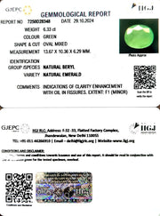 6.33/CT Natural Panna Stone with Govt. Lab Certificate-4551